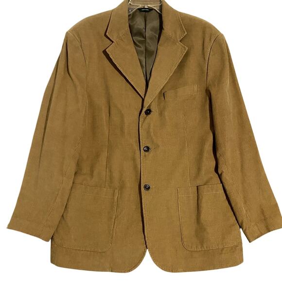 Eddie Bauer Corduroy Blazer Mens Large Khaki Brown Sport Coat Casual Party - Picture 2 of 12